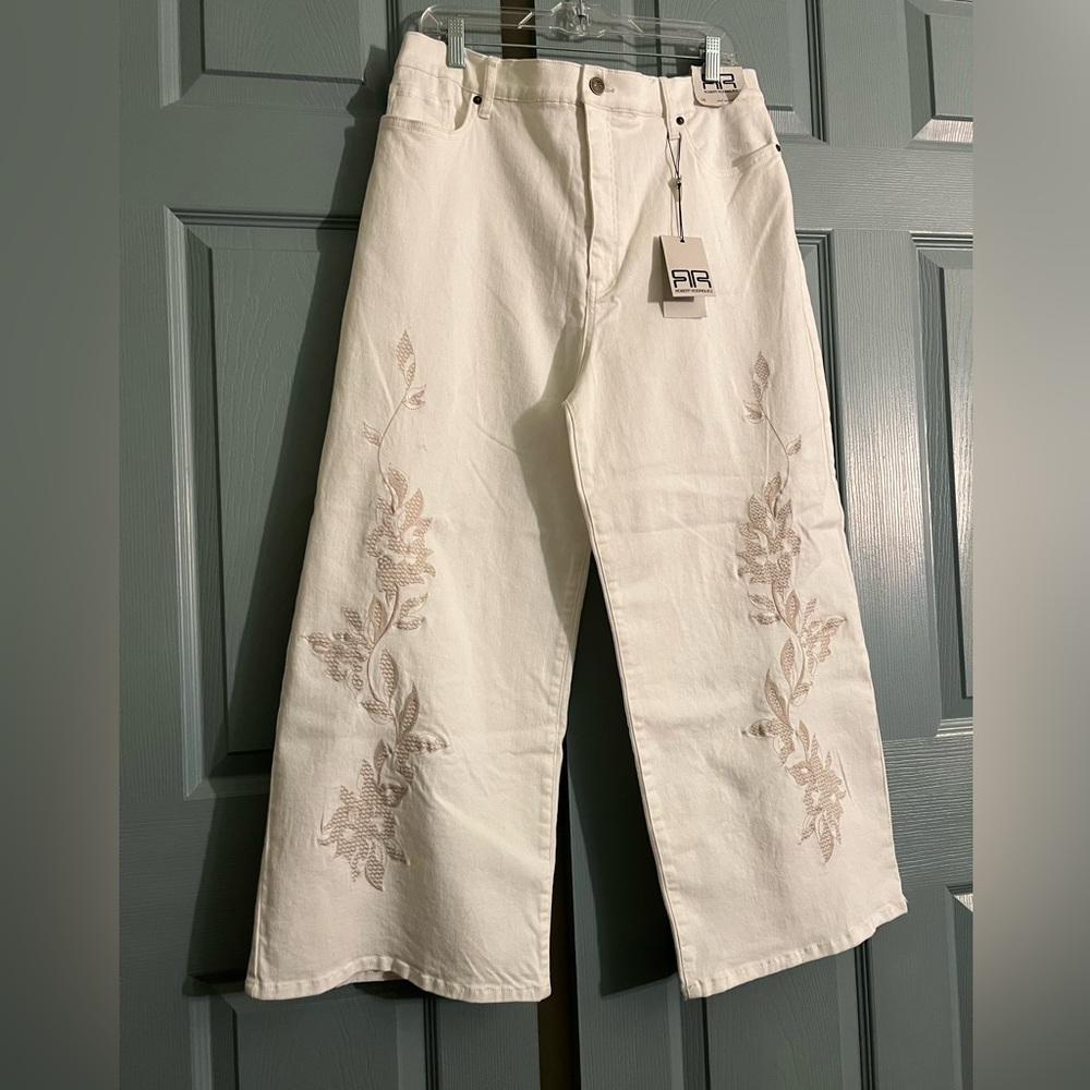 Robert Rodriguez Crop High Rise Wide Leg with Embroidery.